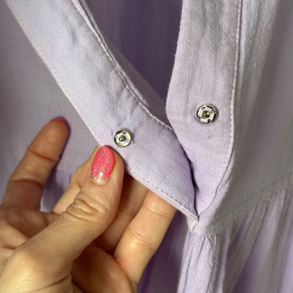 Devotion TWINS Lavender Purple Ella Tiered 3/4 Sleeve Boho Mini Dress - Picture 8 of 8